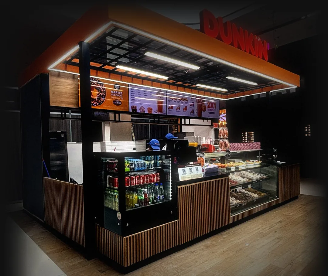 Isla comercial Dunkin' diseñada, fabricada e instalada por Lado Beta